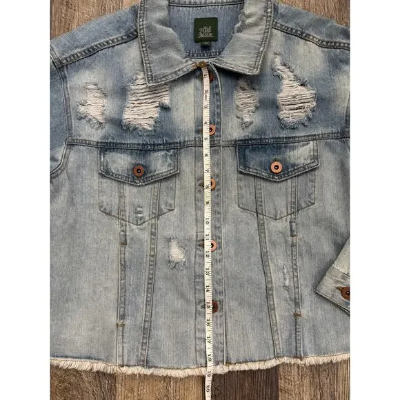 Wild Fable Distressed Denim Jacket - Picture 3 of 6